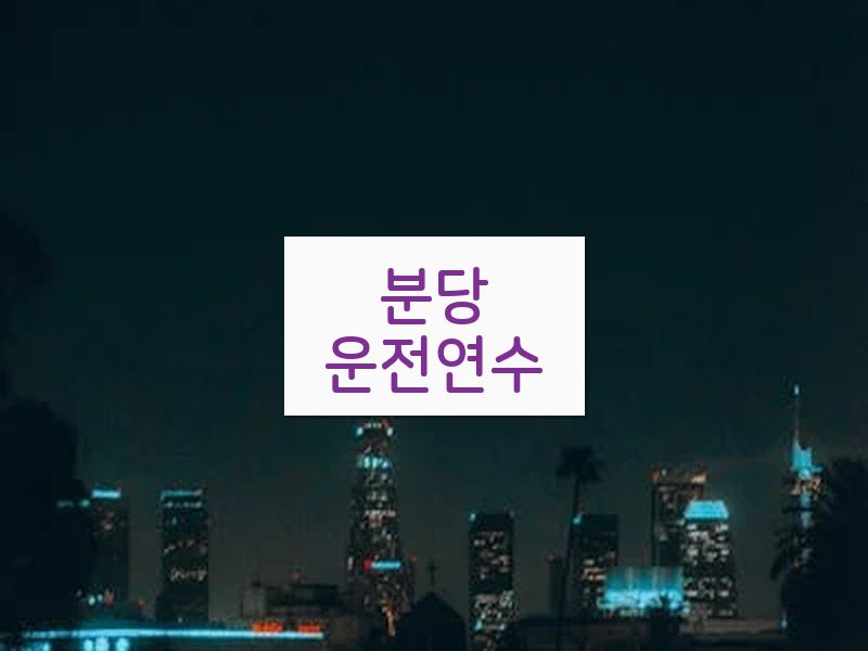 분당운전연수 후기